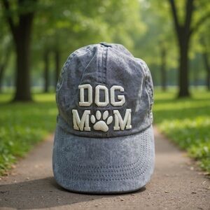 DAVID & YOUNG - LIGHT WASH DENIM BALL CAP‎ “dog mom” - S7